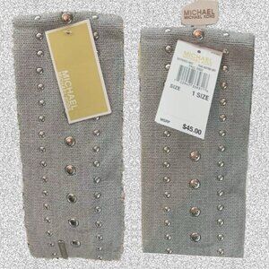 Michael Kors Logo Gray Silver Metallic Dome Studs Acrylic Sweater Headband